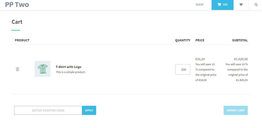 woocommerce quantity discount in the cart
