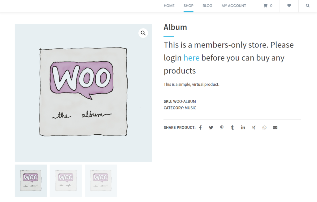 members only store product page