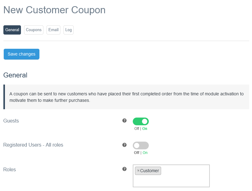 New Customer Coupon General